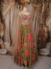 Olive Green Floral Beads and Mirror Embroidered Design Georgette Lehenga with Dupatta