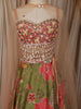Olive Green Floral Beads and Mirror Embroidered Design Georgette Lehenga with Dupatta