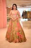 Olive Green Floral Beads and Mirror Embroidered Design Georgette Lehenga with Dupatta
