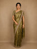 Olive Green Floral Butta Design Tissue Saree with Designer Lace Border