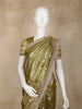Olive Green Floral Butta Design Tissue Saree with Designer Lace Border