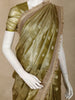 Olive Green Floral Butta Design Tissue Saree with Designer Lace Border