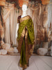 Olive Green Floral Butta Zari Woven Design Pure Kanchipuram Silk Saree with Contrast Zari Border