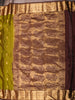 Olive Green Floral Butta Zari Woven Design Pure Kanchipuram Silk Saree with Contrast Zari Border