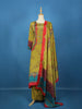 Olive Green Floral Design Crepe Palazzo Salwar Suit