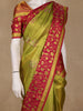 Olive Green Floral Design Kanchipuram Silk Saree With Zari Border