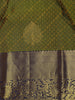 Olive Green Floral Design Pure Kanchipuram Silk Saree