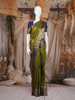 Olive Green Floral Design Pure Kanchipuram Silk Saree