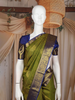 Olive Green Floral Design Pure Kanchipuram Silk Saree