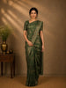 Olive Green Floral Design Semi Tussar Saree