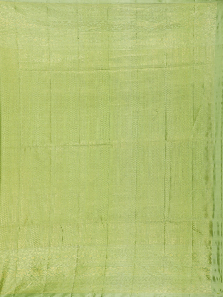 Olive Green Floral Design Zari Woven Soft Silk Saree - Diadem