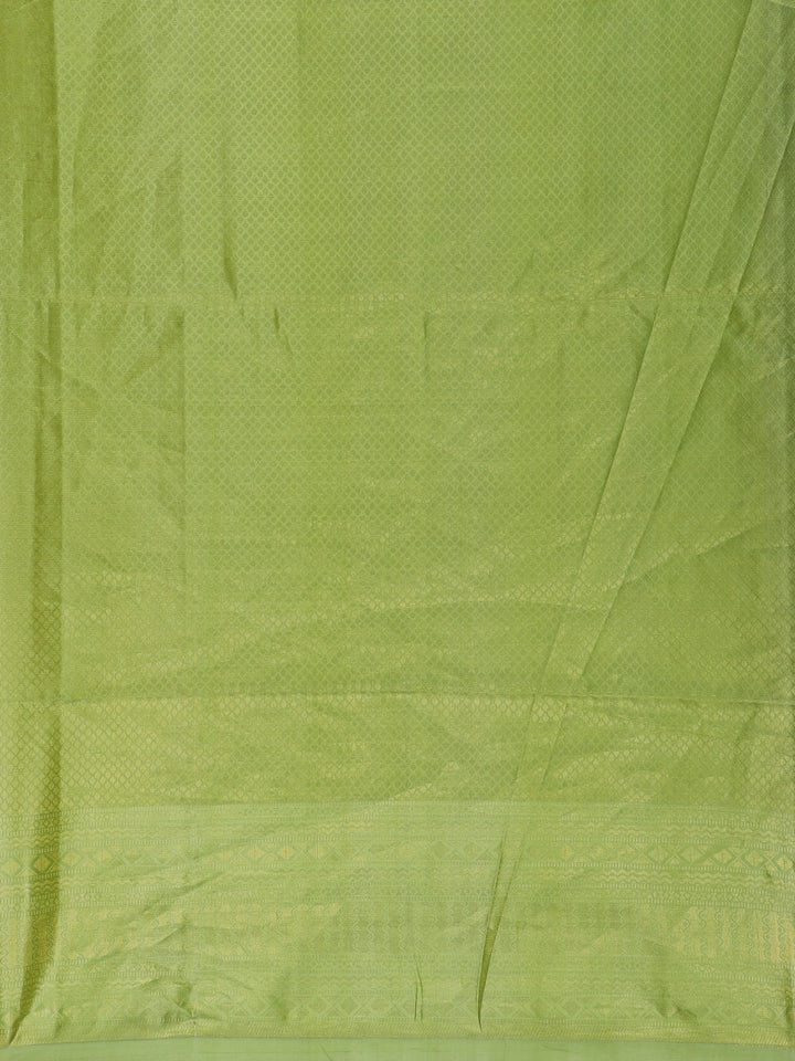 Olive Green Floral Design Zari Woven Soft Silk Saree - Diadem