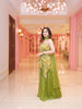 Olive Green Floral Designed Georgette Sharara Set