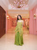 Olive Green Floral Designed Georgette Sharara Set