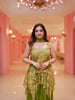 Olive Green Floral Designed Georgette Sharara Set