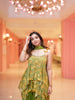 Olive Green Floral Designed Georgette Sharara Set