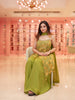 Olive Green Floral Designed Georgette Sharara Set