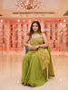 Olive Green Floral Designed Georgette Sharara Set