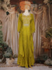 Olive Green Floral Embroidered Chiffon Gown
