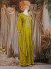 Olive Green Floral Embroidered Chiffon Gown