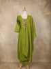 Olive Green Floral Embroidered Cotton Salwar Suit with Dupatta