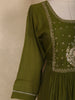Olive Green Floral Embroidered Design Cotton Anarkali Salwar Suit