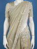 Olive Green Floral Embroidered Design Net Organza Tissue Saree With Designer Blouse