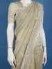 Olive Green Floral Embroidered Design Net Organza Tissue Saree With Designer Blouse