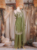 Olive Green Floral Embroidered Design Organza Palazzo Suit with Dupatta