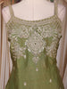 Olive Green Floral Embroidered Design Organza Palazzo Suit with Dupatta