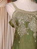 Olive Green Floral Embroidered Design Organza Palazzo Suit with Dupatta