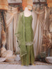 Olive Green Floral Embroidered Design Organza Palazzo Suit with Dupatta