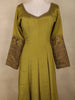 Olive Green Floral Embroidered Design  Raw Silk Gown with Dupatta