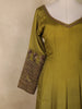 Olive Green Floral Embroidered Design  Raw Silk Gown with Dupatta