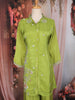 Olive Green Floral Embroidered Design Tissue Salwar Suit