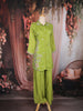 Olive Green Floral Embroidered Design Tissue Salwar Suit