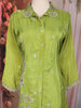 Olive Green Floral Embroidered Design Tissue Salwar Suit