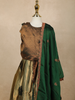 Olive Green Floral Embroidered Raw Silk Pattu Pavadai