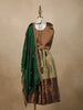 Olive Green Floral Embroidered Raw Silk Pattu Pavadai