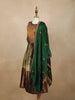 Olive Green Floral Embroidered Raw Silk Pattu Pavadai