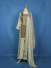 Olive Green Floral Embroidered Silk Palazzo Suit With Matching Dupatta