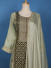 Olive Green Floral Embroidered Silk Palazzo Suit With Matching Dupatta