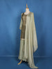 Olive Green Floral Embroidered Silk Palazzo Suit With Matching Dupatta