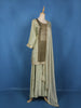 Olive Green Floral Embroidered Silk Palazzo Suit With Matching Dupatta
