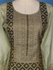 Olive Green Floral Embroidered Silk Palazzo Suit With Matching Dupatta