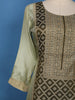 Olive Green Floral Embroidered Silk Palazzo Suit With Matching Dupatta