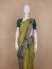 Olive Green Floral Embroidery Organza Saree