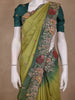 Olive Green Floral Embroidery Organza Saree