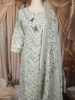 Olive Green Floral Mirror Embroidered Cotton Salwar Suit with Dupatta