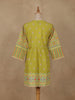 Olive Green Floral Printed Cotton Kurti Top - Diadem